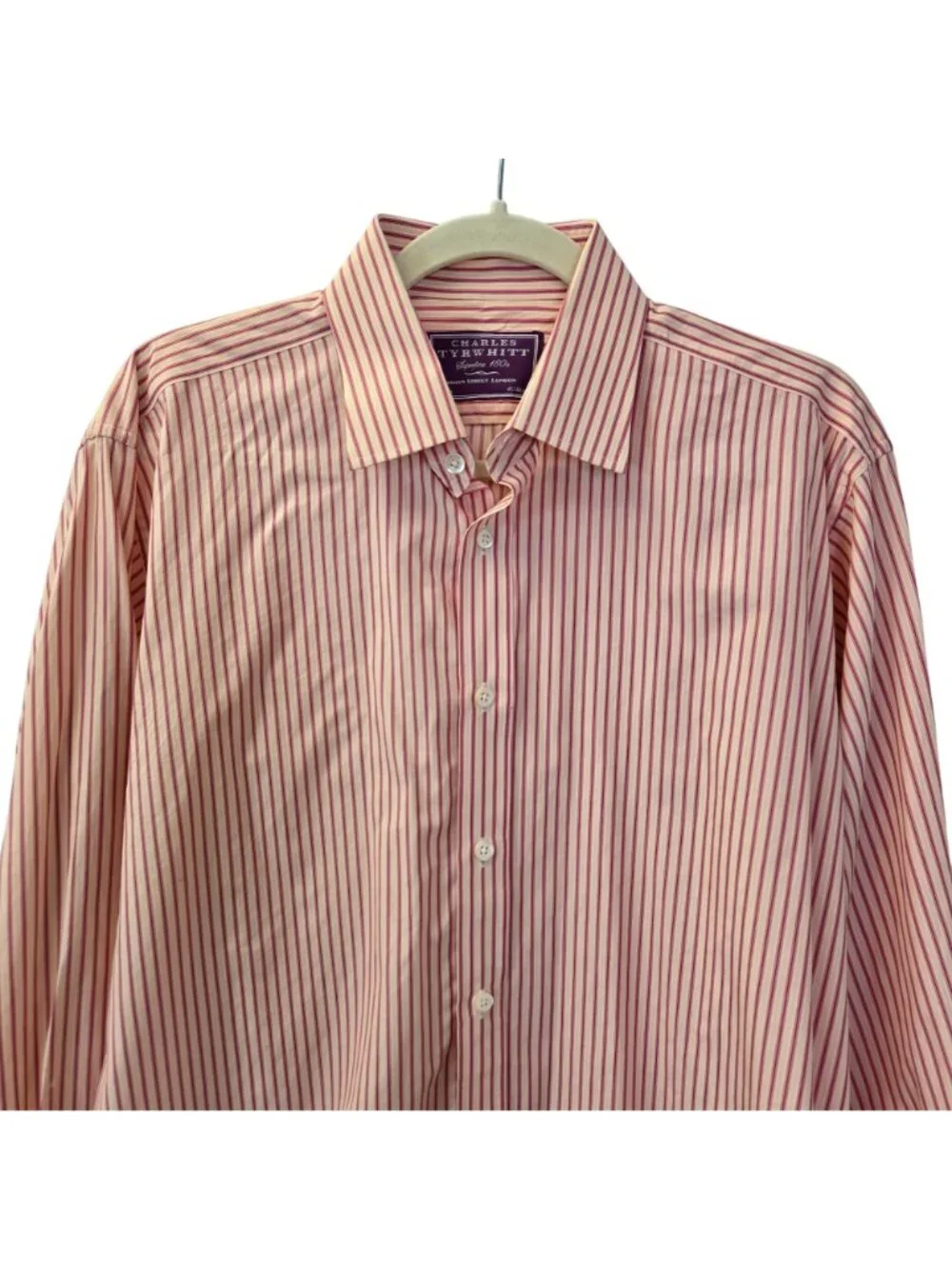 Charles Tyrwhitt Superfine 180 Striped Button Down Shirt with Cufflinks Size 16